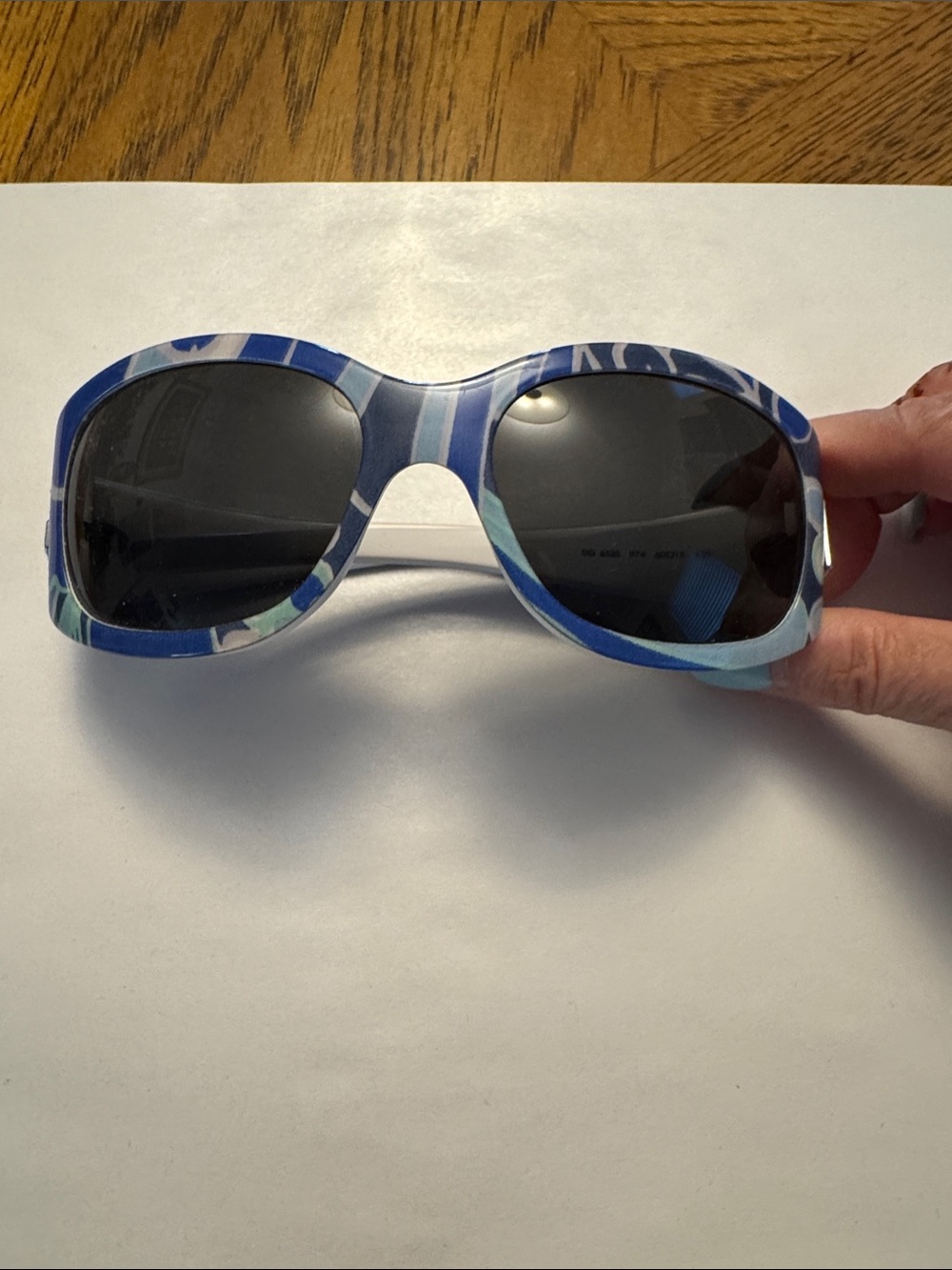 Dolce & Gabbana Blue White Patterned Oval Women's Sunglasses